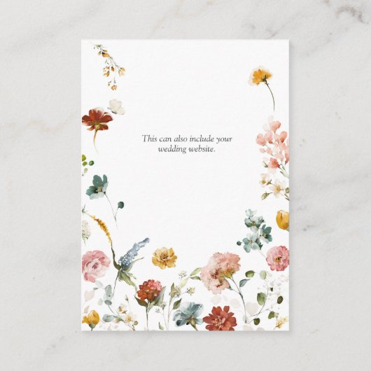Elegante Tuin Bloemen Waterverf Bruiloft Details Informatiekaartje (Achterkant)