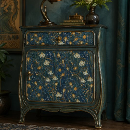 Elegante Tuin Bloemendecoupage in Schemerlicht Tissuepapier