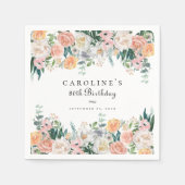 Elegante Tuin Bloemengroen 80ste Verjaardagsfeest Servet (Voorkant)