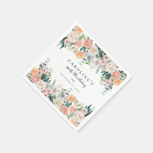 Elegante Tuin Bloemengroen 80ste Verjaardagsfeest Servet (Hoek)