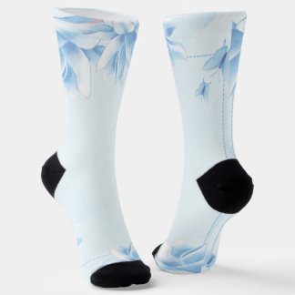 Elegante Tuin Bloemensokken Blauwe Vlinder Bemande Sokken