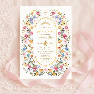 Elegante Tuin Bloemige Quinceanera 15e Verjaardag Kaart
