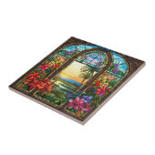 Elegante tuin faux gebrandschilderd glas tegeltje (Zijkant)