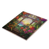 Elegante tuin faux gebrandschilderd glas tegeltje (Zijkant)