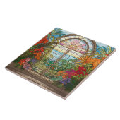 Elegante tuin faux gebrandschilderd glas tegeltje (Zijkant)