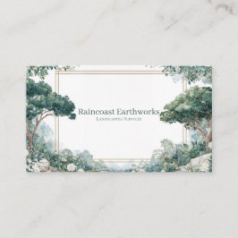 Elegante Tuin Landschap Witte Bloemen Gouden Lijst Visitekaartje