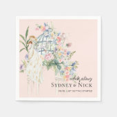 Elegante Tuin Pauw Bloemen Huwelijk Servet (Voorkant)