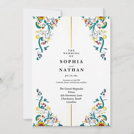 Elegante Tuin Romance Huwelijksuitnodiging Kaart (Voorkant)