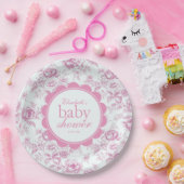 Elegante Tuin Roze Chinoiserie Baby shower Papieren Bordje (Feest)