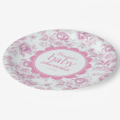 Elegante Tuin Roze Chinoiserie Baby shower Papieren Bordje (Gekanteld)
