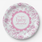 Elegante Tuin Roze Chinoiserie Baby shower Papieren Bordje (Voorkant)
