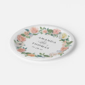 Elegante tuin Rozen Bloemen krans bruiloft Papieren Bordje (Gekanteld)