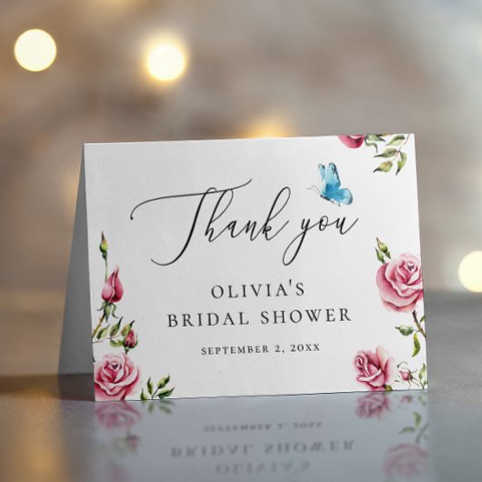 Elegante Tuin Thee Bruidsborrel | Delicate Bloemen Bedankkaart