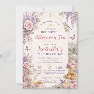 Elegante Tuin Thee Feestelijke 21e Verjaardag Kaart