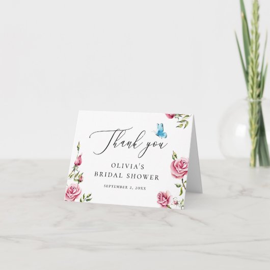 Elegante Tuin Theebruidsschouw | Delicate Bloemen Bedankkaart (Voorkant)