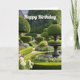 Elegante Tuin Topiary Fontein Verjaardag Kaart