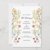 Elegante Tuin Wildflower Bloemen QR Code Huwelijk Kaart (Voorkant)