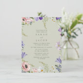 Elegante tuin Wildflower bruiloft uitnodiging (Staand voorkant)