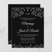 Elegante tuinbladeren Zwarte Trouwkaart (Voorkant / Achterkant)
