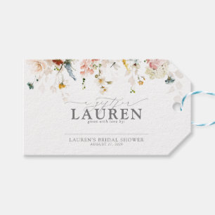Elegante Tuinbloemen Bruidsdouche Geen Inpakpapier Cadeaulabel