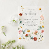 Elegante Tuinbloemen Waterverf Bloemen Bruiloft Acryl Uitnodigingen