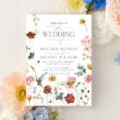 Elegante Tuinbloemen Waterverf Bloemen Bruiloft Kaart