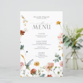 Elegante Tuinbloemen Waterverf Bruiloft Menu (Staand voorkant)