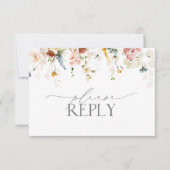 Elegante Tuinbloemen Waterverf Geen Menu RSVP (Voorkant)