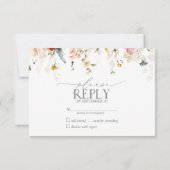 Elegante Tuinbloemen Waterverf Geen Menu RSVP (Achterkant)