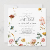 Elegante Tuinbloemen Waterverf Heilige Doop Kaart (Voorkant)