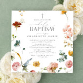 Elegante Tuinbloemen Waterverf Heilige Doop Kaart