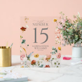 Elegante Tuinbloemen Waterverf Tafelnummer Acryl Bord (Huwelijk)