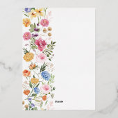 Elegante Tuinbloemen Wildflower Wedding Gold Folie Uitnodiging (Achterkant)