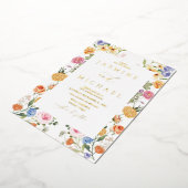 Elegante Tuinbloemen Wildflower Wedding Gold Folie Uitnodiging (Gedraaid)