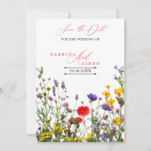Elegante Tuinbruiloft Met Wilde Bloemen In Bloei Save The Date (Voorkant)