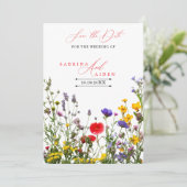 Elegante Tuinbruiloft Met Wilde Bloemen In Bloei Save The Date (Staand voorkant)
