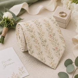 Elegante Tuinbruiloft met Wilde Bloemen Stropdas
