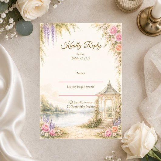 Elegante Tuinbruiloft RSVP Kaartje