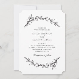 Elegante tuinbruiloft. Zwart en wit botanisch Kaart