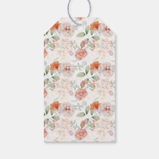 Elegante Tuinfeest Bloemige Bruidsdouche Cadeaulabel (Achterkant)