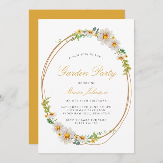 Elegante tuinfeest verjaardag met daisy krans kaart (Voorkant / Achterkant)