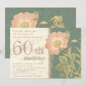 Elegante Tuinier 60e Verjaardag Vintage Roos Kaart (Voorkant / Achterkant)