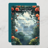 Elegante Tuinlandschap Achtergrond met Bloemen Kaart (Voorkant / Achterkant)