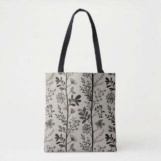 Elegante Tuinverzinking Zwarte Bloemensilhouet Tote Bag