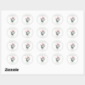 Elegante Tulip Bloem Bruiloft Dank u Ronde Sticker (Vel)