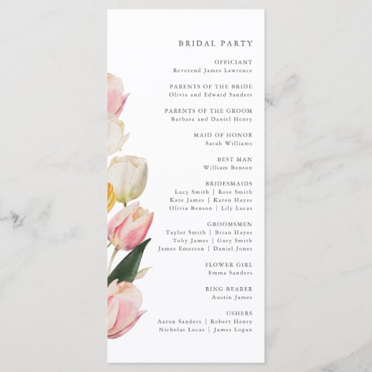 Elegante Tulip bruiloft programma's (Achterkant)