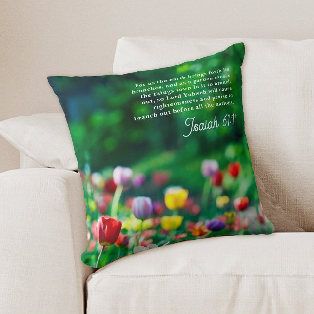 Elegante Tulip Garden Bijbelvers Kussen (Creator heeft geüpload)