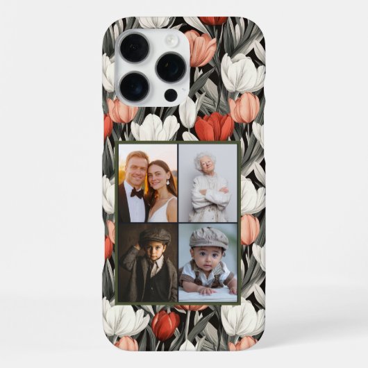 Elegante Tulp Aangepaste Foto Collage Iphone Hoes Hoesje (Achterkant)