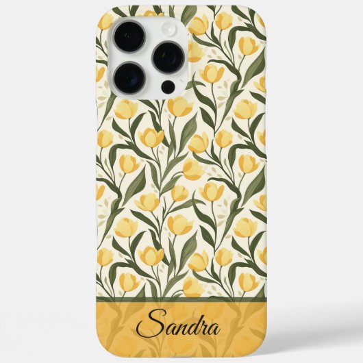 Elegante Tulp Aanpasbare Naam Iphone Hoes (Achterkant)