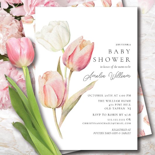 Elegante Tulp Baby Shower Uitnodiging